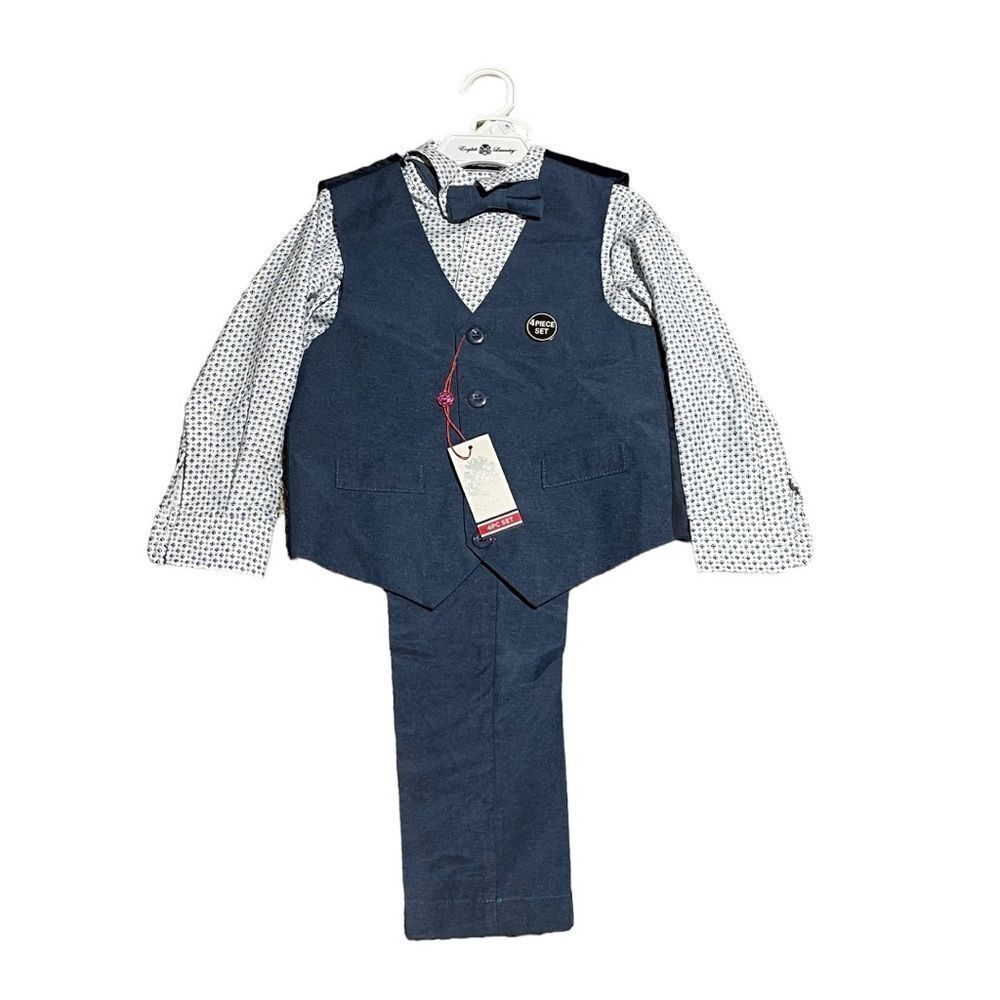 English laundry Boys Size 5 4 set vest button up pants bow tie
